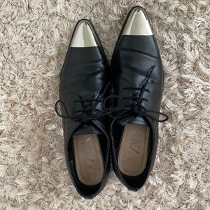 Zara Silver Toed Oxfords